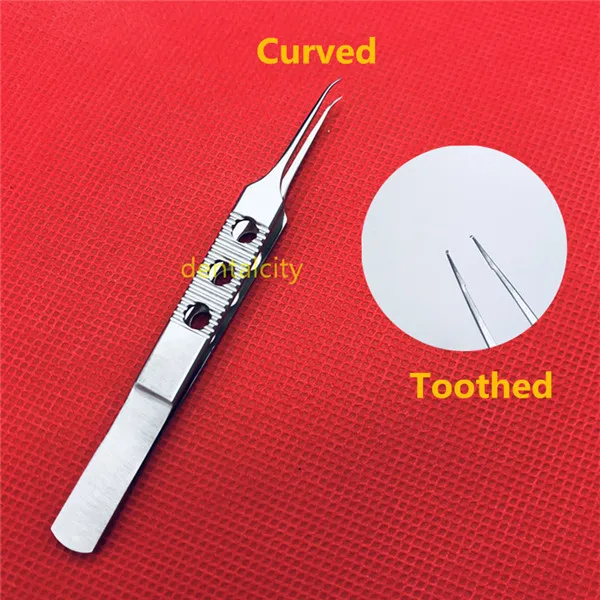 Elbow Toothed 1 шт. 11 см микрос из нержавеющей стали ласточковый Пинцет платформы офтальмологический микрос щипцы - Цвет: Elbow Toothed