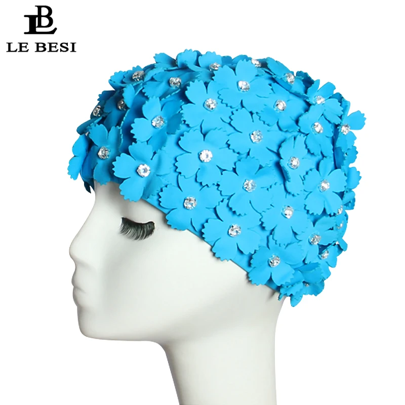 LEBESI Новинка 2017 женская шапочка для плавания взрослых шляпа бассейна с алмазными
