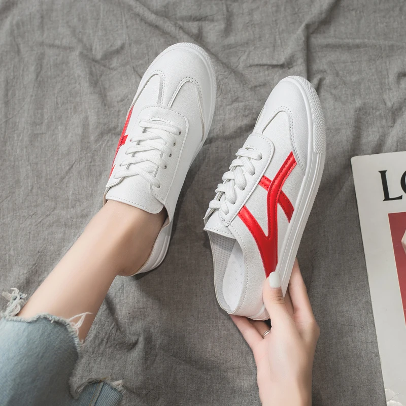 Shoes female 2019 tide shoes half support women's new casual summer models lazy drag small white | Обувь