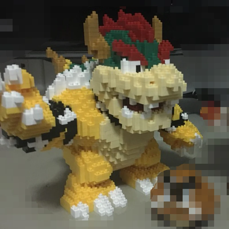 Классическая игра Super Mario Luigi Bowser Wario Yoshi огненный Monster DIY мини строительный алмаз