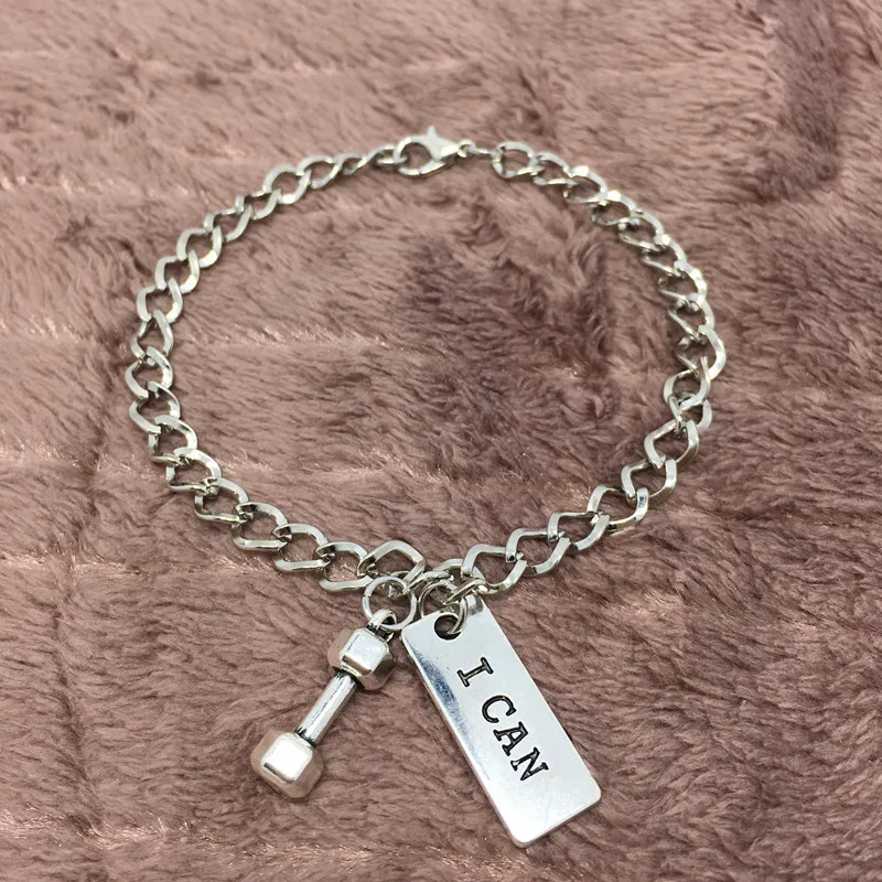 Новый сплав Древний серебряный ювелирные изделия гантели штанга браслет вера