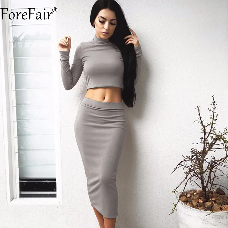 Женское облегающее платье ForeFair средней длины с длинным рукавом и высоким