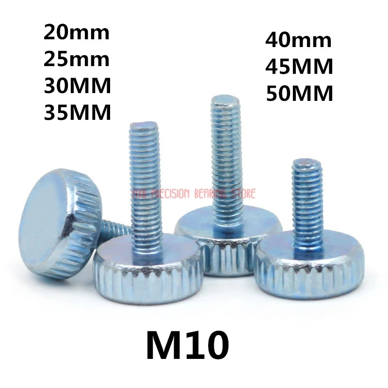 

2Pcs DIN653 GB835 M10*(20/25/30/35/40/45/50)mm Knurling Flat Head Knurled Thumb Screw Hand Tighten Computer Screws