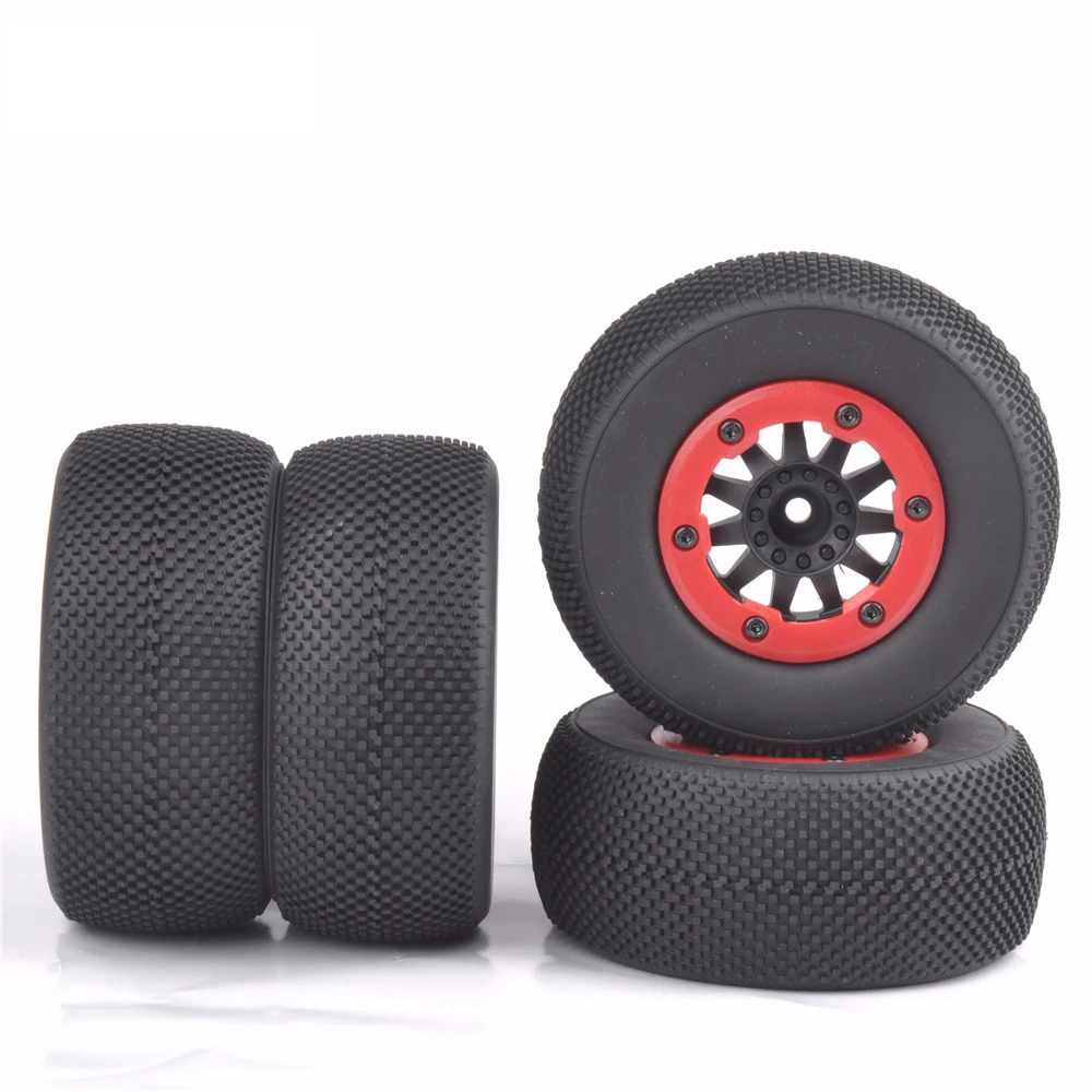 

4 шт./компл. обод колеса с шиной RC 1:10 короткий курс шины для грузовых автомобилей, набор для SlASH HPI Дистанционное Управление автомобиля для мод...