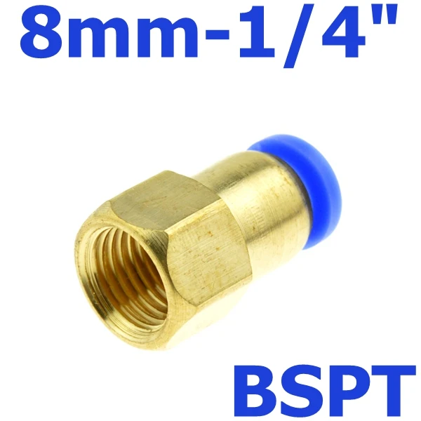 1 PC DN8 Воздушный Пневматический 8 мм OD шланг Труба нажимной в 1/" PT 1/4" BSPT 1/" 3/8" внутренняя резьба газовый соединитель латунный Быстрый фитинг - Цвет: 1 PC DN8