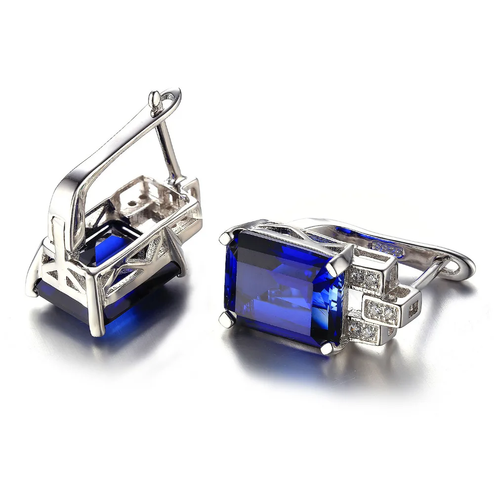 JewelryPalace 11ct Роскошь Океан Синий Сапфир Клип Серьги Стерлингового Серебра 925