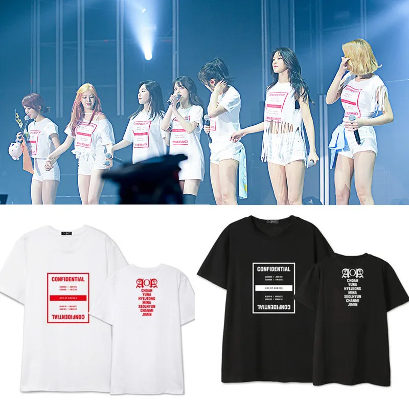 K pop AOA group Ace of Angels Сеульский концерт окружающий сцену футболка с короткими