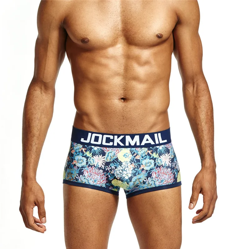 JOCKMAIL Брендовое Мужское нижнее белье боксеры цветочный принт calzoncillos hombre calcinha cueca боксеры masculina Трусики Шорты Гей Нижнее белье