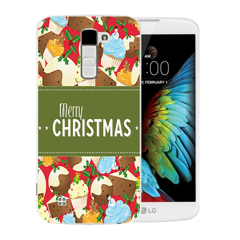 Чехол для LG K10 LTE K420N K430 K430ds F670 Мягкий ТПУ чехол задней панели с веселым X'MAS узором