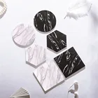 Силиконовый коврик для чашек с имитацией мрамора, креативные мягкие водонепроницаемые коврики для кофейных чашек черного, белого цвета, Нескользящие подставки для украшения стола