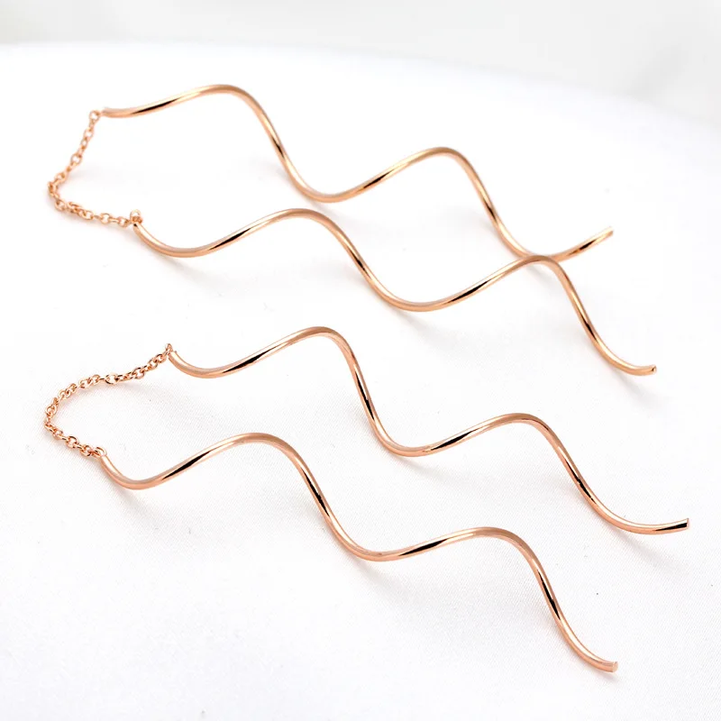 1 пара высокое качество простые Спиральные серьги розовое золото Модные