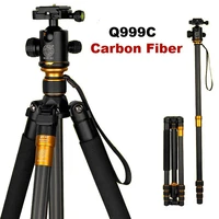original qzsd q999c professional carbon fiber tripod monopod ball head for dslr camera portable camera stand better than q999