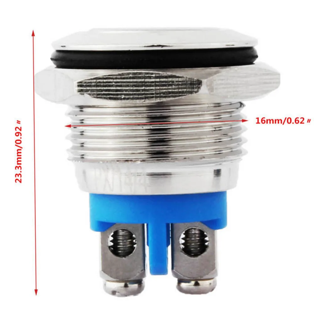 2 шт. 16 мм Автомобильный кнопочный переключатель из нержавеющей стали кнопка
