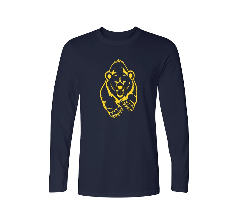 Футболка мужская с длинным рукавом хлопок принт бурый медведь гризли