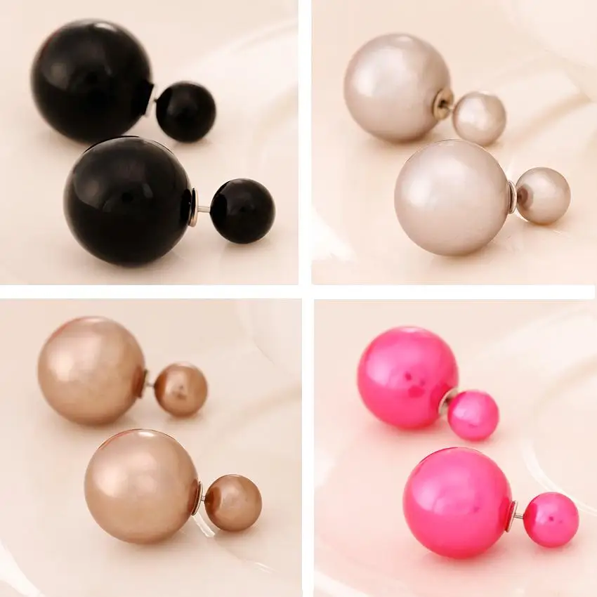 2017 New Fashion jewelry double pearl earings brincos candy color earrings for women pendientes trendy stud earrings(E0456) | Украшения и