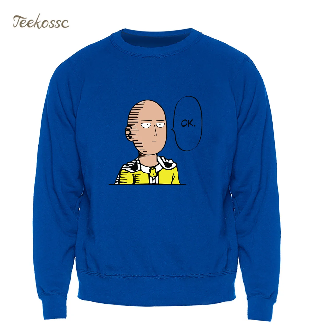 Аниме One Punch Man толстовка мужская Белая толстовка зима осень флис теплый Saitama толстовки мужские s графика дизайн одежда - Цвет: Blue