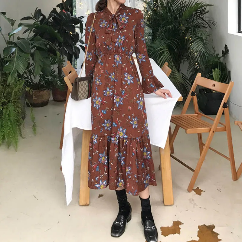 

NORMOV 2019 Winter Women Dress Long Hot Fashion Japan Korean Style Design A Line Patchwork Peter Pan Collar Vintage Dot Dress
