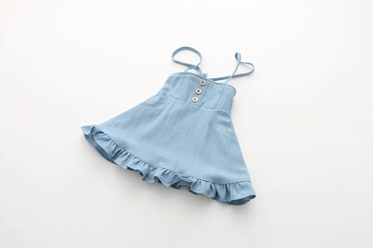 Джинсовое платье на лямках для маленьких девочек повседневный Детский сарафан