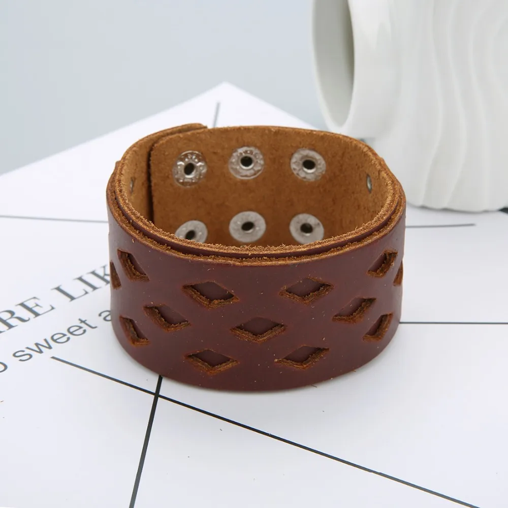 XINYAO 2019 Handmade Black Bronze PU Leather Bracelet for Women Men Cuff Bracelets &amp Bangles Jewelry Wristband Pulseira | Украшения и