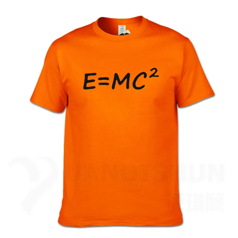 Orange E mc2 футболки тематикой сериала «Теория большого взрыва эволюции Эйнштейн массовой энергии уравнение E = Mc 2 печати мужская футболка унисекс 16 Цвета Повседневное Тройник - Цвет: Orange