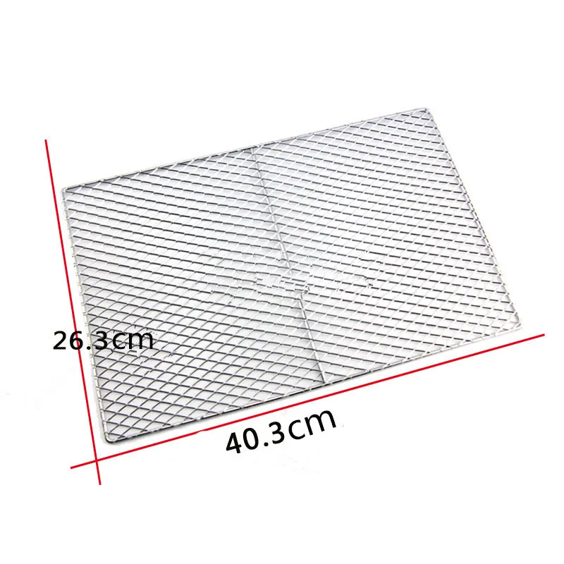 40 x 26cm Барбекю parrilla de barbacoa решетка сетка inox мангал инструменты для барбекю Металлические квадраты волнистые отверстия проволочная сетка антипригарная нержавеющая сталь - Цвет: 40 x 26cm