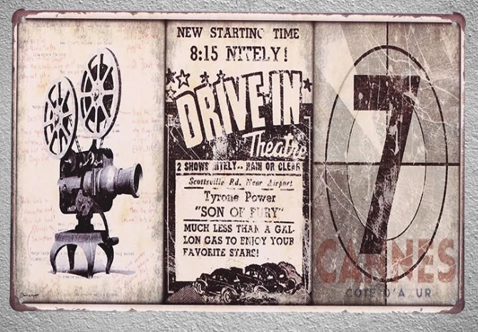 

1 pc Cinema Theatre 7th Art Movie Film Tin Plate Sign wall man cave Decoration Man cave Art Poster metal vintage home