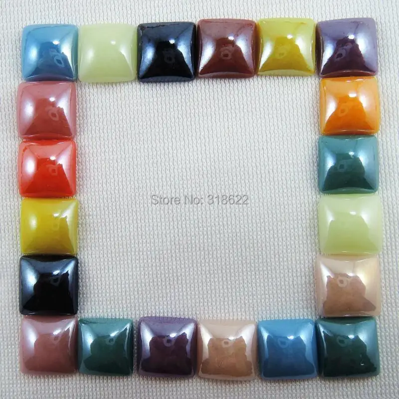New 10mm Mixed Colors Square flatback glass beads Shiny Ceramic Cabochon Flat back Gems Crafts Scrapbook Nail Art Sticker | Украшения и
