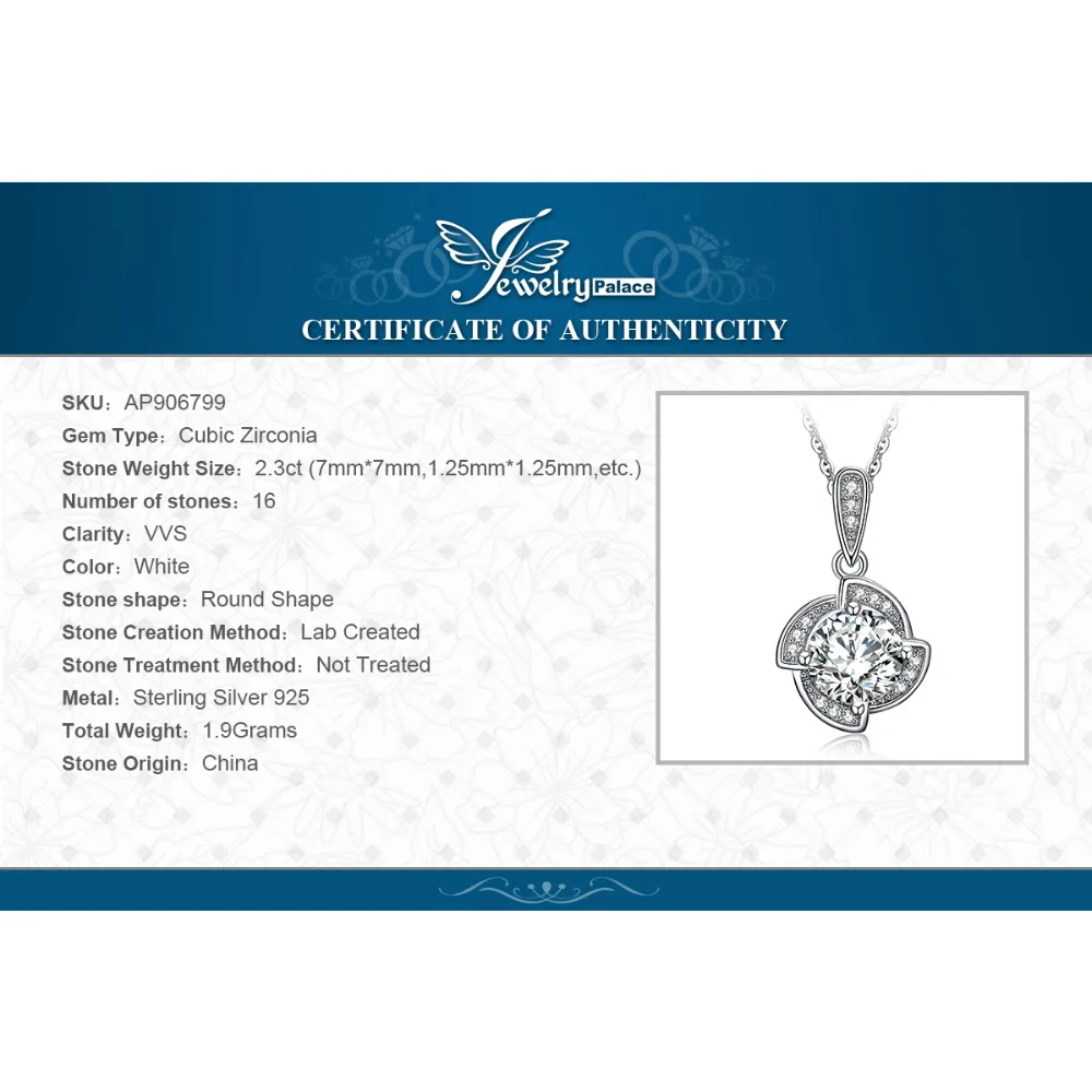 Ювелирные изделия цветок ветряная мельница 2.3ct кубический цирконий кулон 925