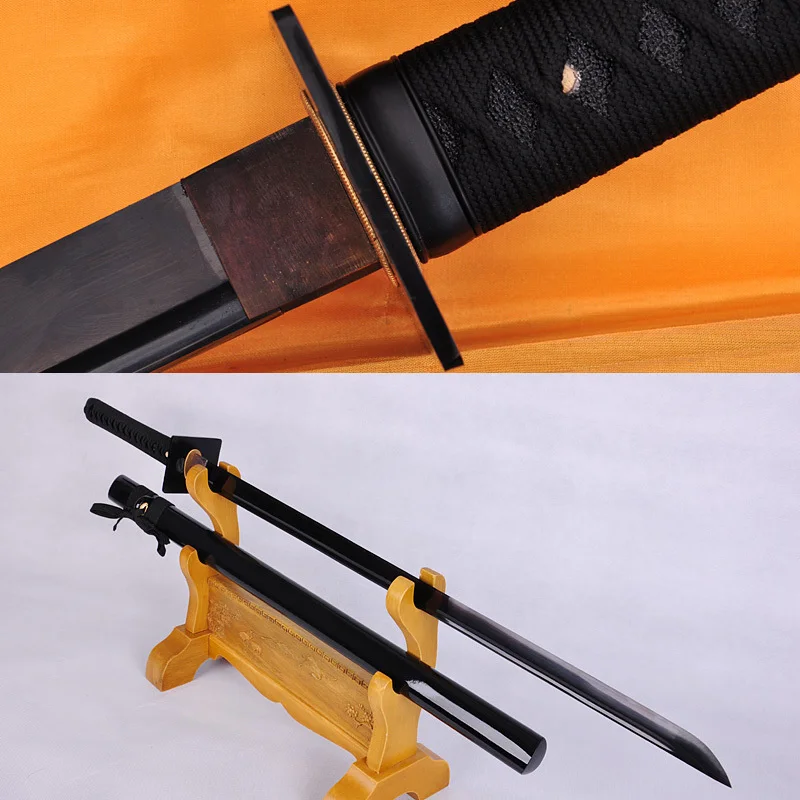 Японское железное лезвие TSUBA SAMURAI KATANAS ручная работа черный с полностью оттянутым