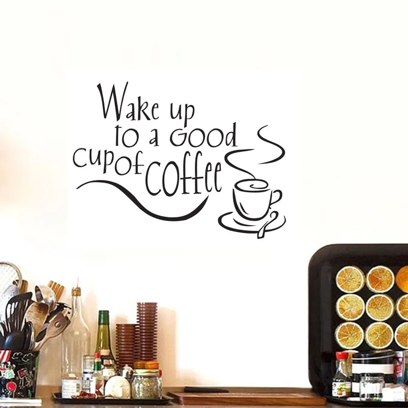 DCTOP Wake Up To Good Cup Of Coffee Black Настенная Наклейка Виниловые наклейки домашний декор