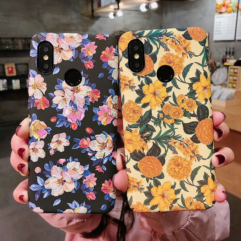 Жесткий чехол для телефона Xiaomi 6X8 8Lite 9 9SE желтые цветы матовый noctilucence PC чехол для Redmi Note5 Note6 Note7 задняя крышка fundas