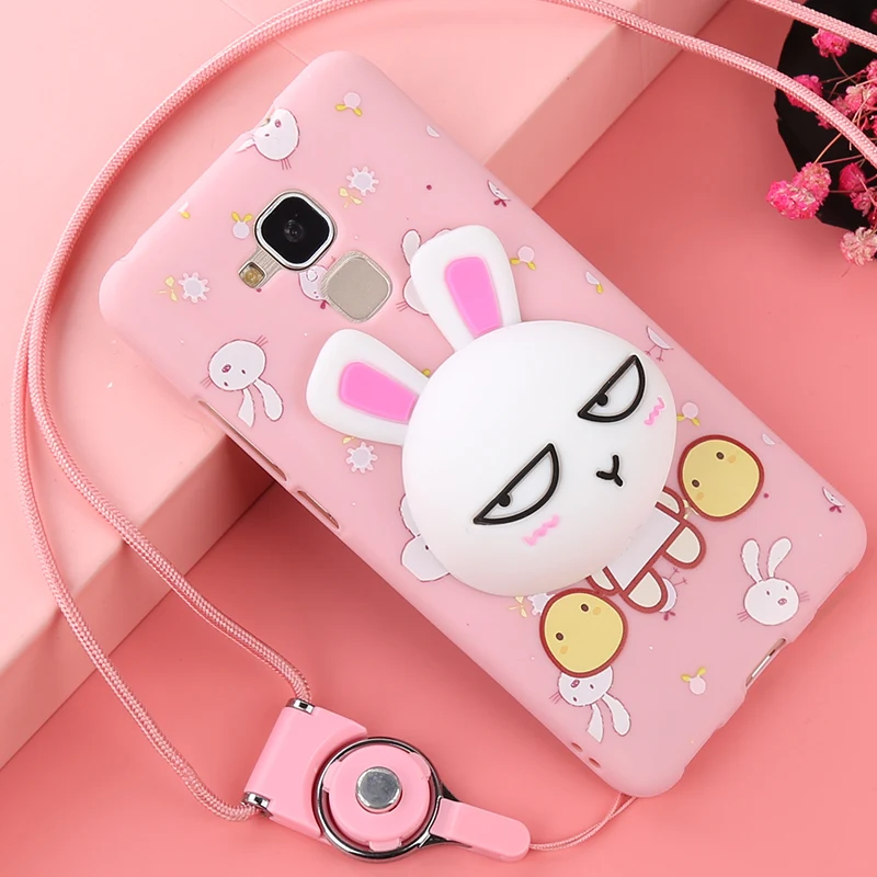 Для huawei honor 5c Чехол wtih ремешок мультяшный 3D милый мягкий силиконовый чехол для TPU с