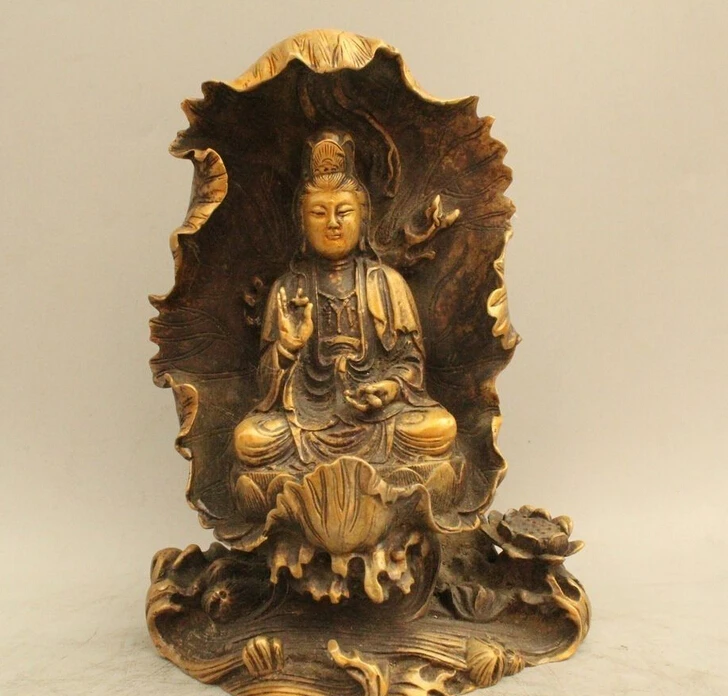 7 &quotСтарый Китайский Буддизм Бронзовый Сиденья Лотоса Кван инь Гуань Инь Богиня