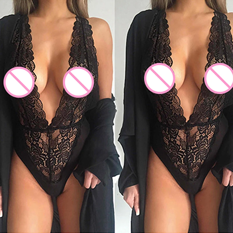 

Women Sexy Lingerie Deep V Neck One Piece Lace Babydoll Underwear Dress Sleepwear Intimates Femme
