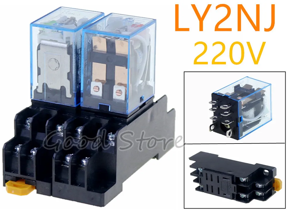 1 комплект 220 В AC DC 10A катушка реле мощности DPDT LY2NJ HH62P HHC68A 2Z с гнездом|Реле| |