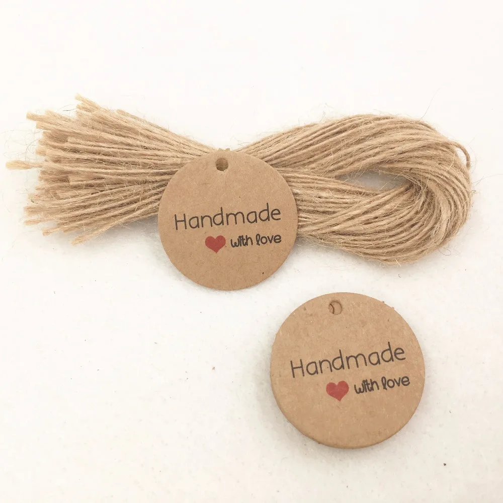 200pcs Kraft Gift Hang Tags+200pcs Strings Handmade With Love Christmas Packing Labels For Boxes/Handicraft/Bags/flower | Дом и сад