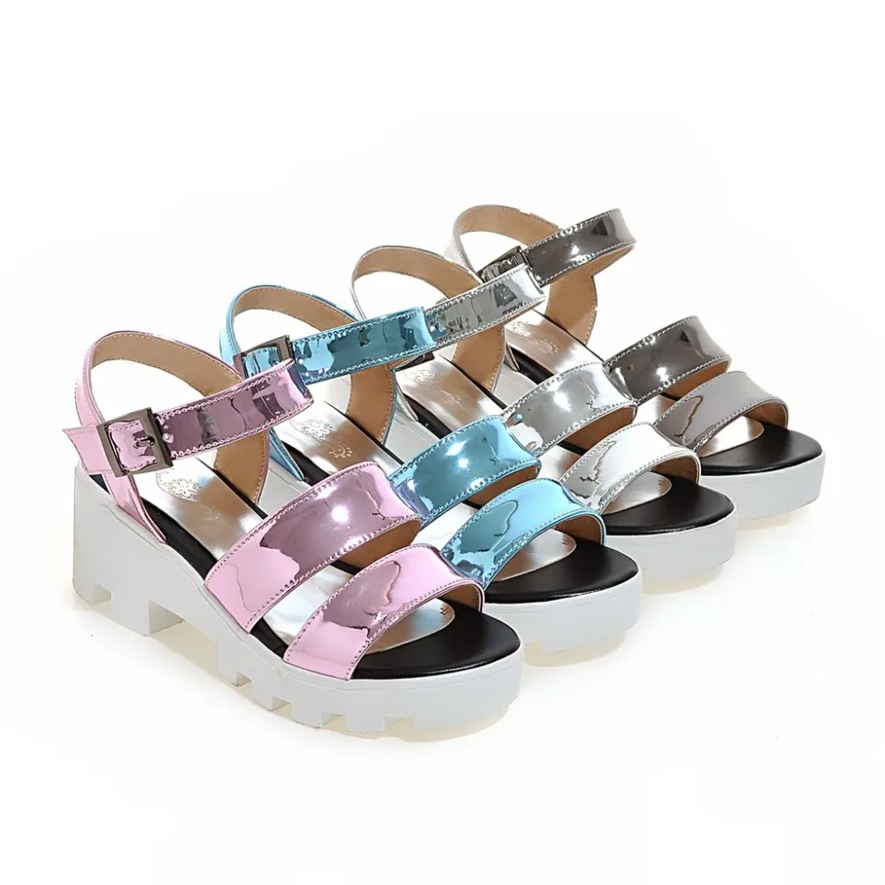 2017 Лето Новый Пряжка Ремешок Лодыжки Накруткой Дамы сандалии Толстым дном