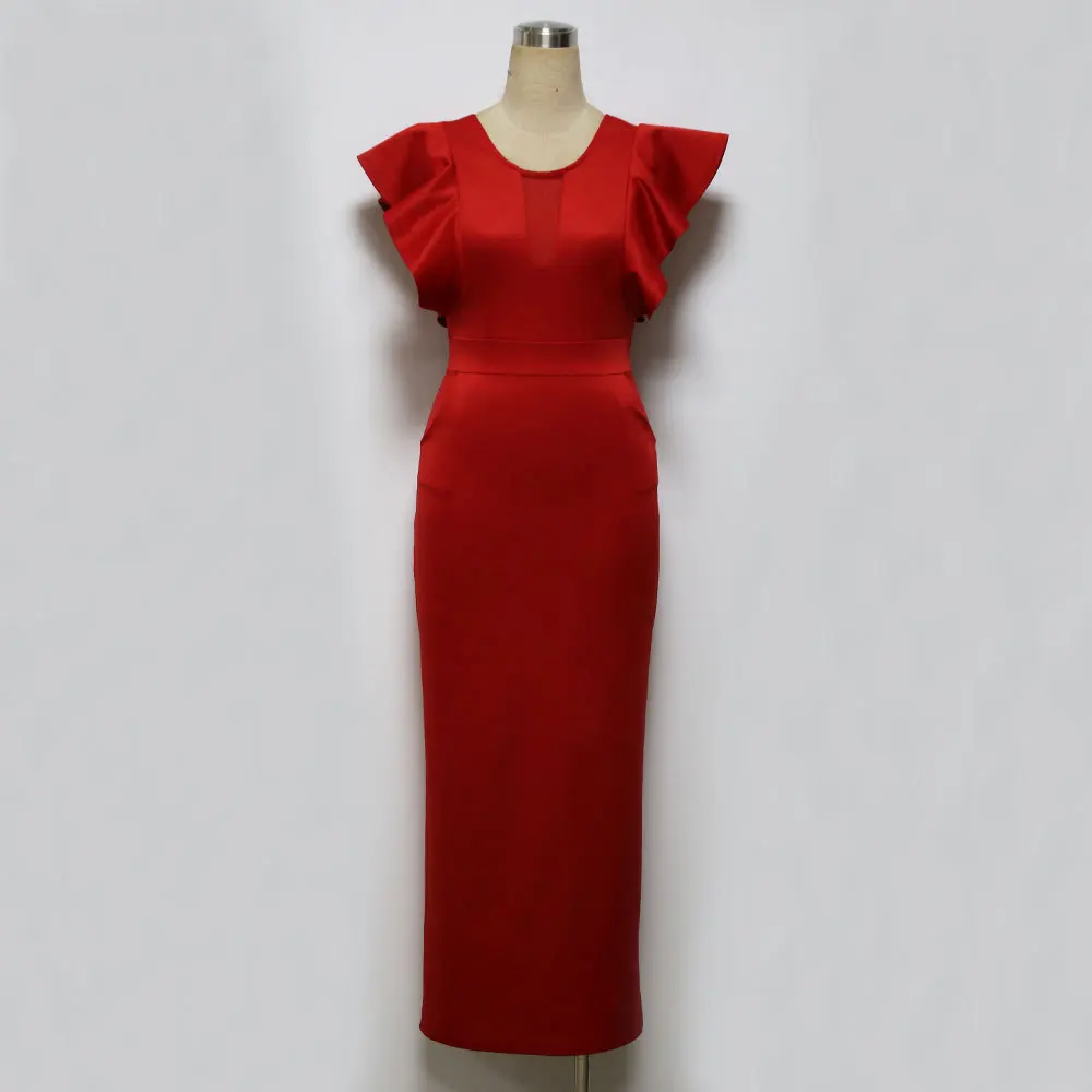 2018 новое летнее красное платье-карандаш с разрезом женские вечерние платья