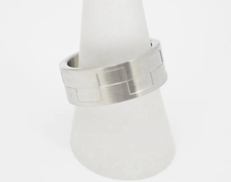 Мужское кольцо в клетку серебристого цвета размер 8 5 9 10 11 12|ring size|ring bandjewelry rings |