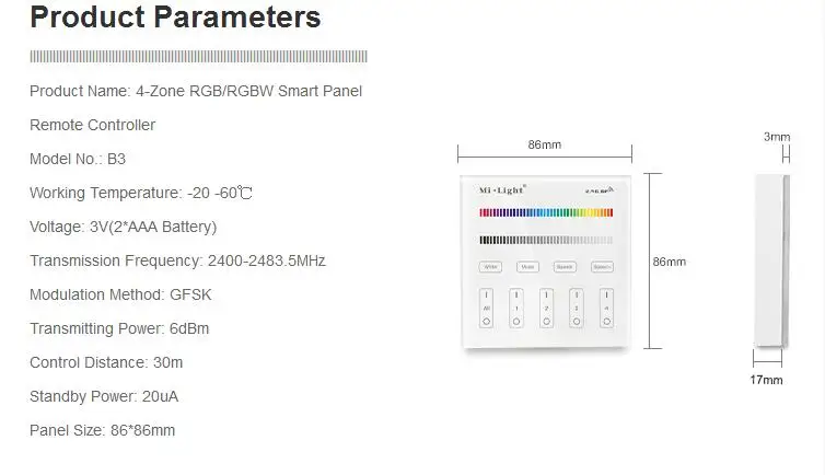 2,4G беспроводной Mi светильник T1/T2/T3/T4/B0/B1/B2/B3/B4/B8 яркость/CT/RGB/RGBW/RGB+ CCT светодиодная умная панель дистанционного управления светильник контроллер