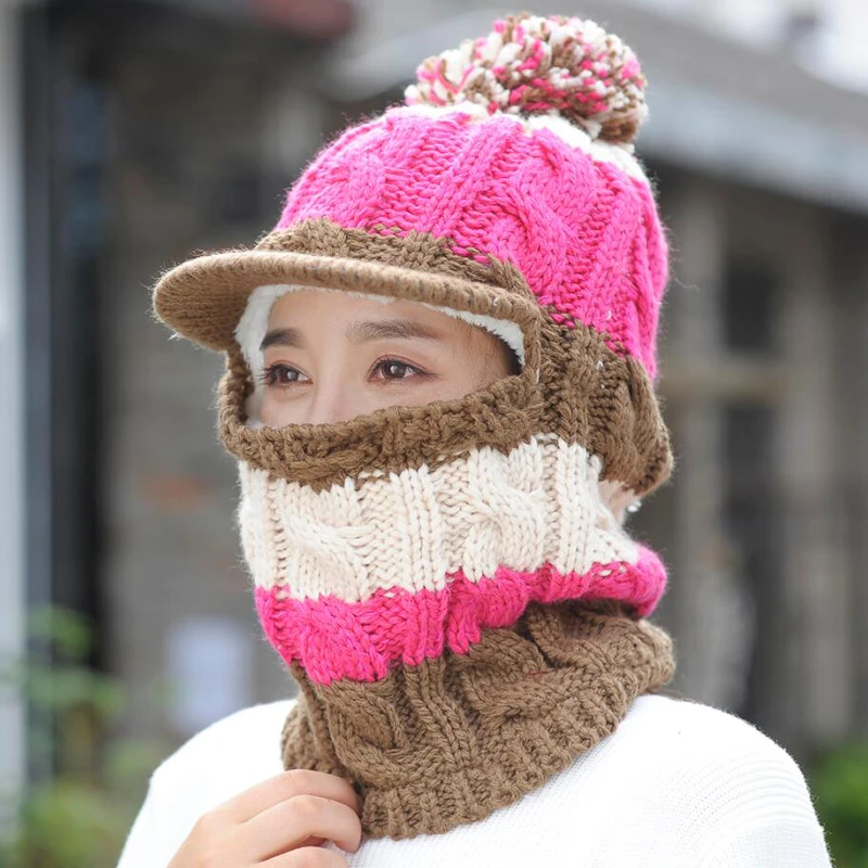 Новинка 2017 Балаклава зимняя женская шерстяная вязаная маска ниндзя теплая