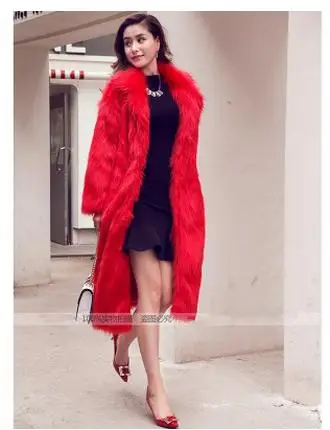 Женская длинная Меховая куртка S/9XL повседневная меховая большого размера на