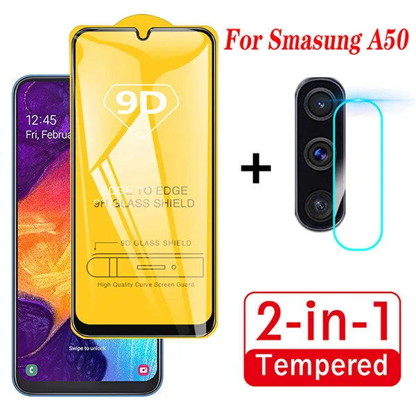 2-in-1 2 в 1 для samsung Galaxy A50 пленка для объектива камеры и 9D Защитная пленка для экрана из закаленного стекла для Galaxy SM A50 A505F - Цвет: 2-in-1