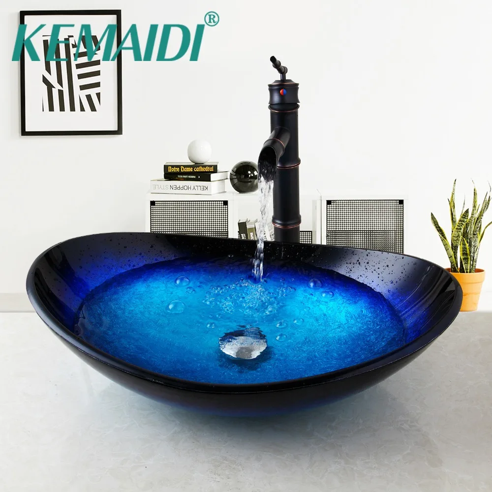 KEMAIDI US смеситель для ванной комнаты из закаленного стекла ORB кран водопад