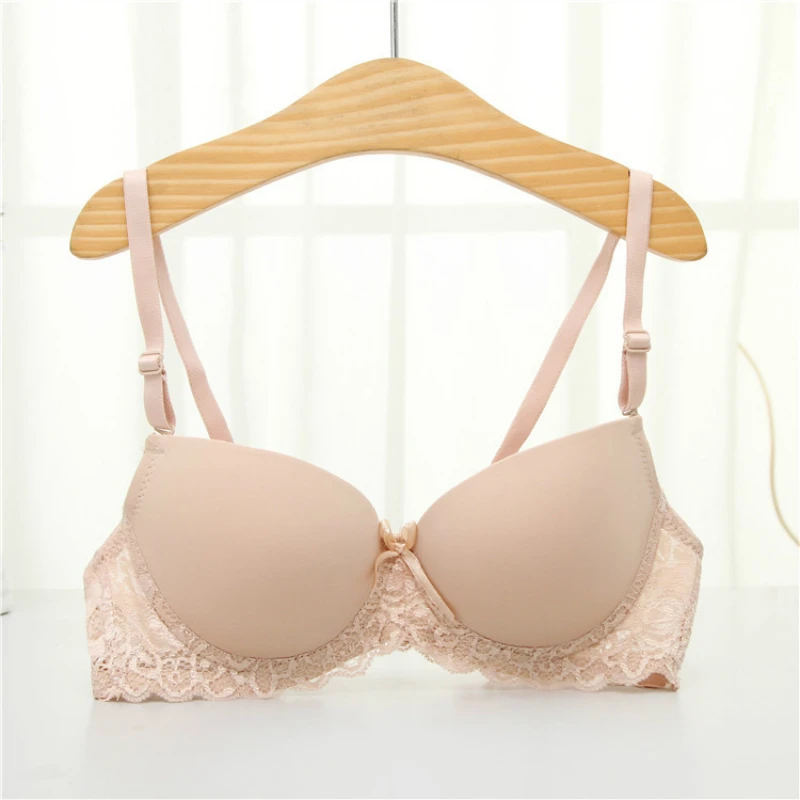 

Yasemeen Solid Sexy Lace Bras Bow Lolita Stytle Underwire for Young Girls Adjustable Push Up Gather Bras for Girls