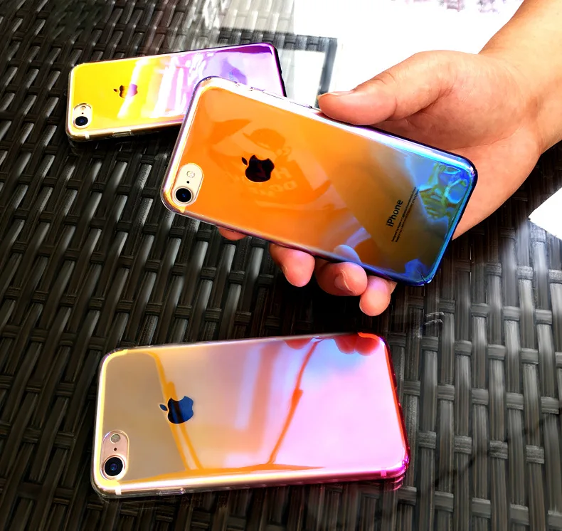 Чехол для телефона SMILYOU iPhone 8 7 6 s ультра тонкий градиентный цветной Жесткий Plus