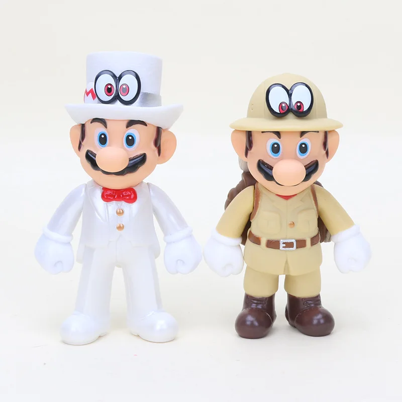 5 шт./компл. на высоком каблуке 12 см с рисунком из игры "Братья Супер Марио" Odyssey figuer кукла Cappy красного и зеленого цвета с Марио и Луиджи золото Марио Свадебные Жених ПВХ фигурка модель игрушки