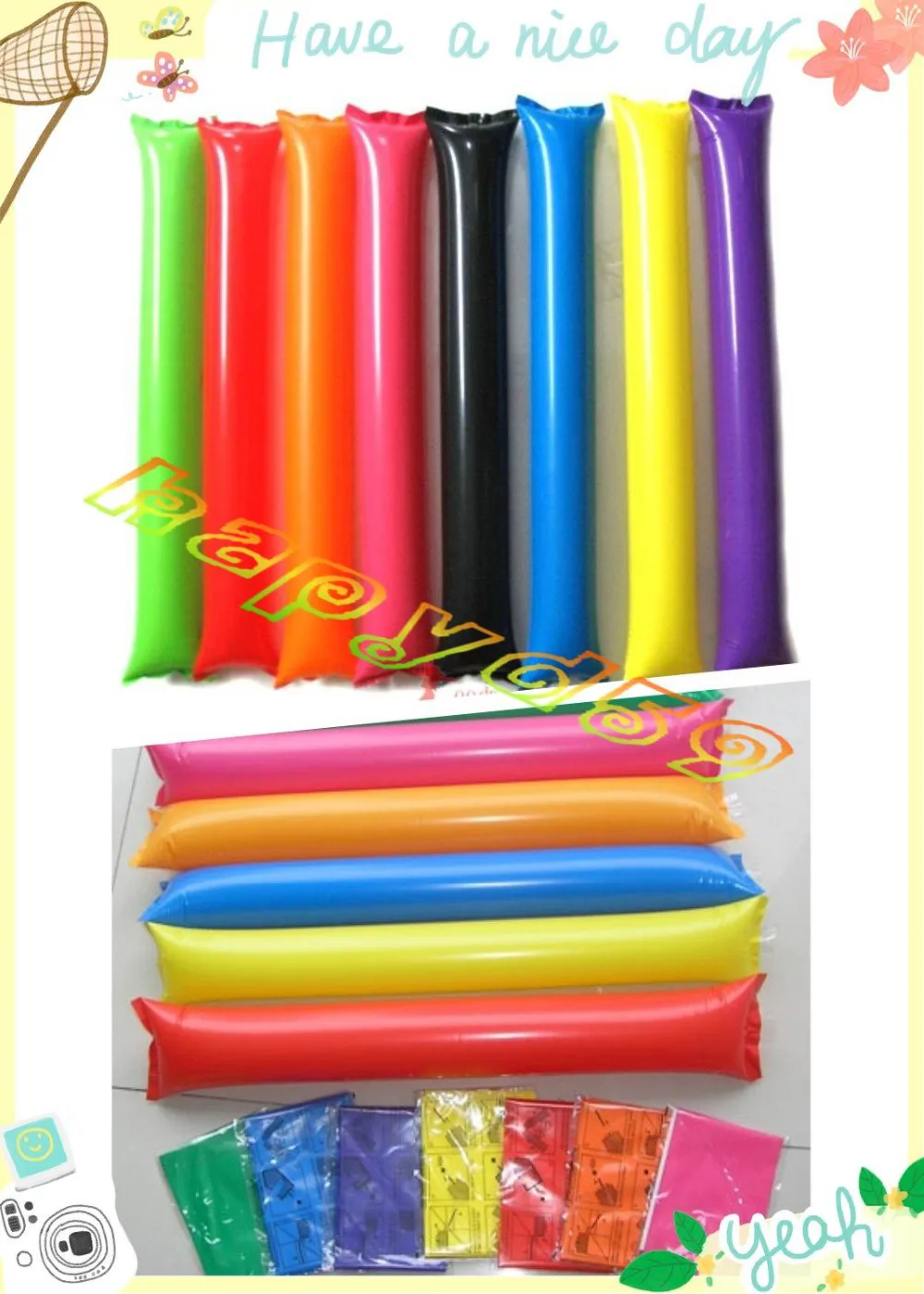 Palos inflables de 60cm para la playa, clapper, juego de porristas, para fans de conciertos y fiestas, 800 unidades-3