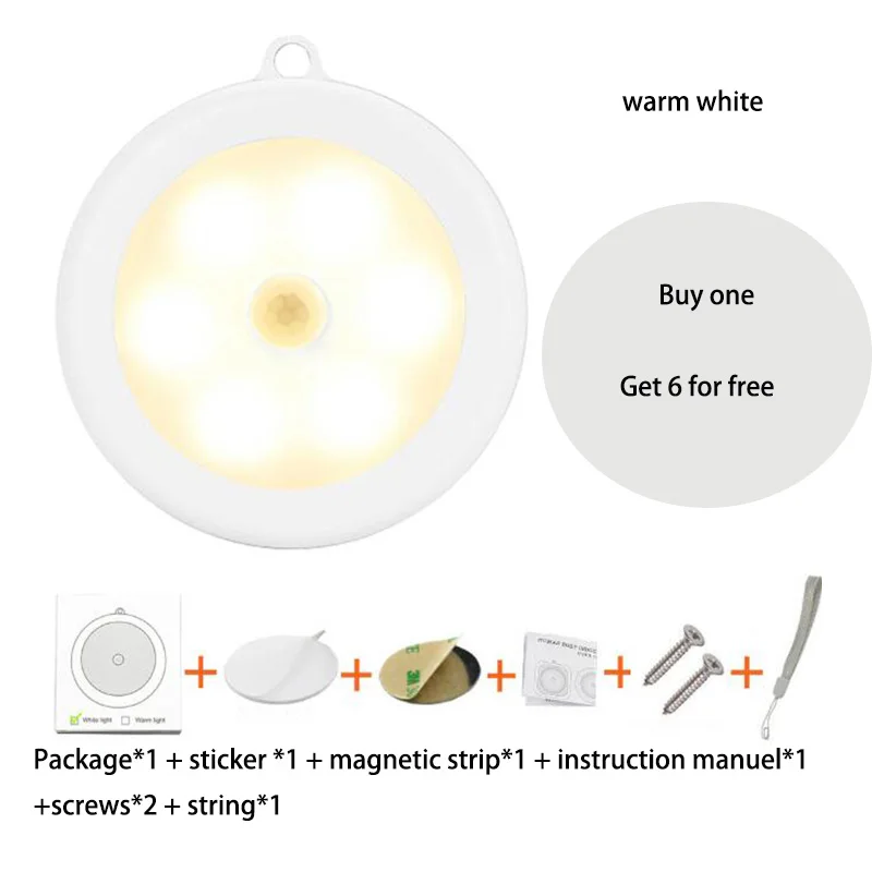 Подвесной портативный светодиодный беспроводной датчик движения ночник с