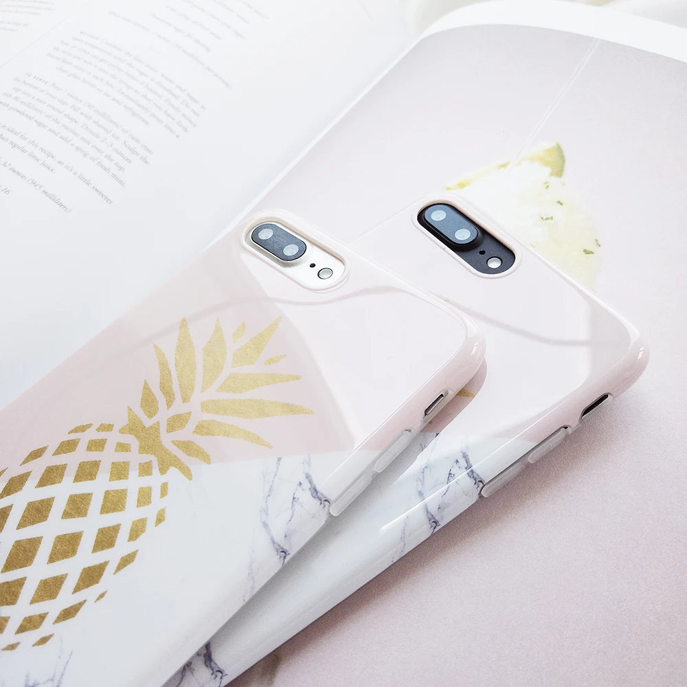 Милый жесткий чехол для телефона с изображением ананаса и мрамора iPhone Xs Xsmax Xr X 8 7 6s